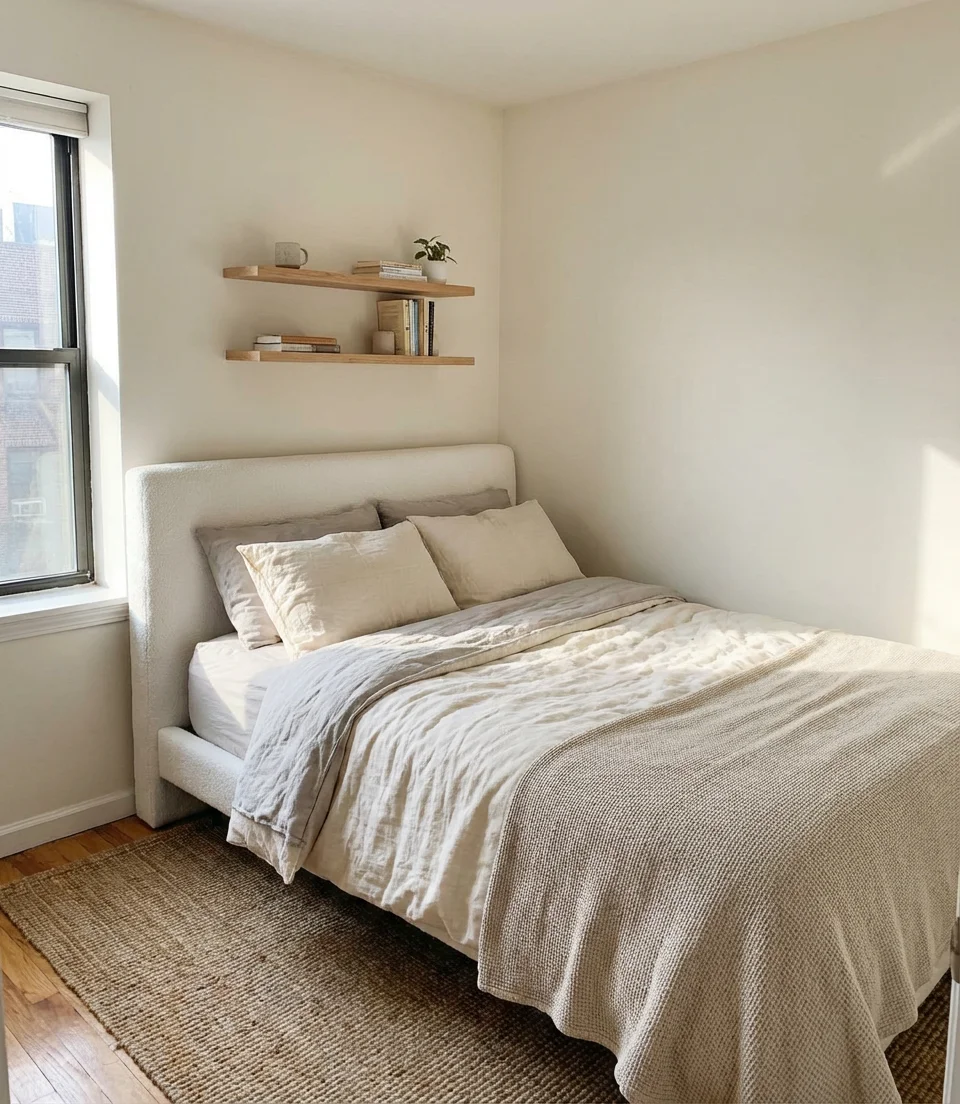 Queen Bed in a Super Small Room 1