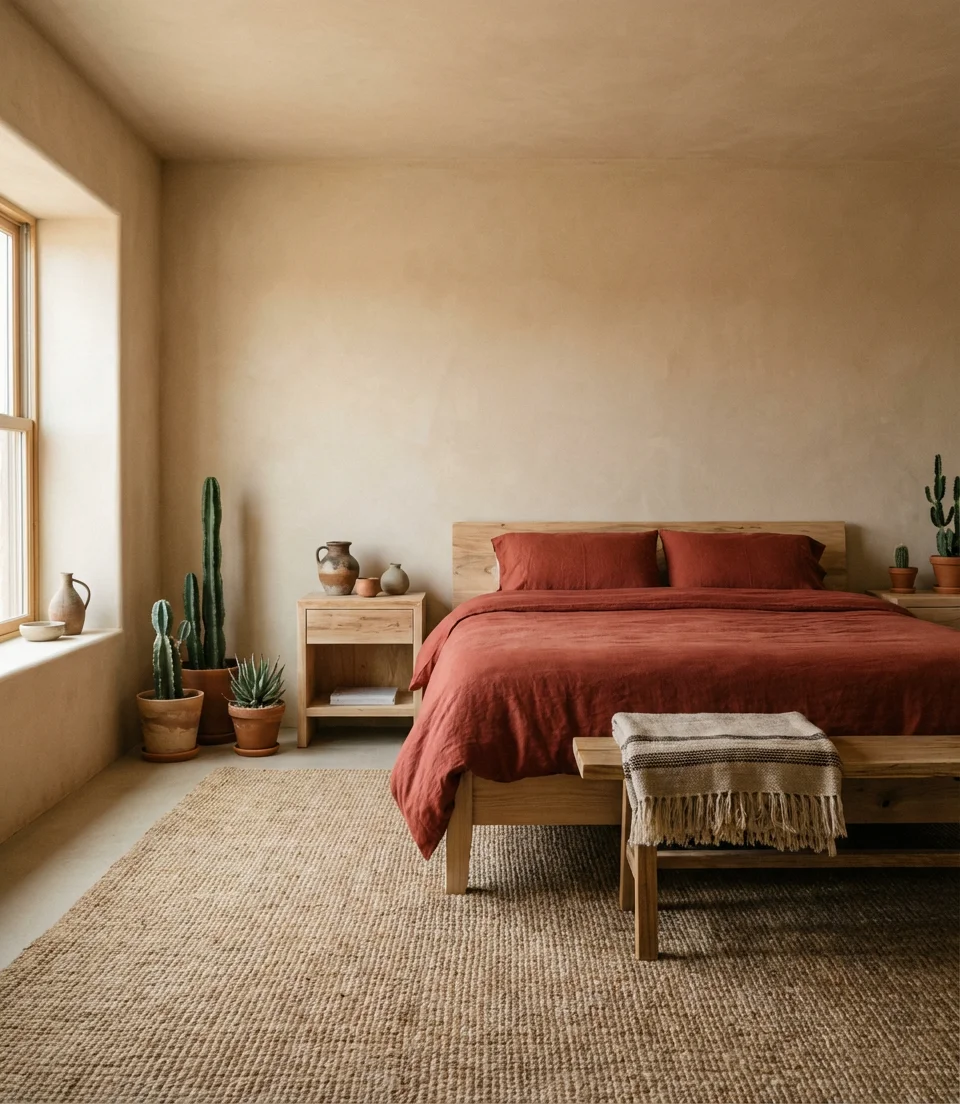 Red and Beige Earthy Bedroom 1