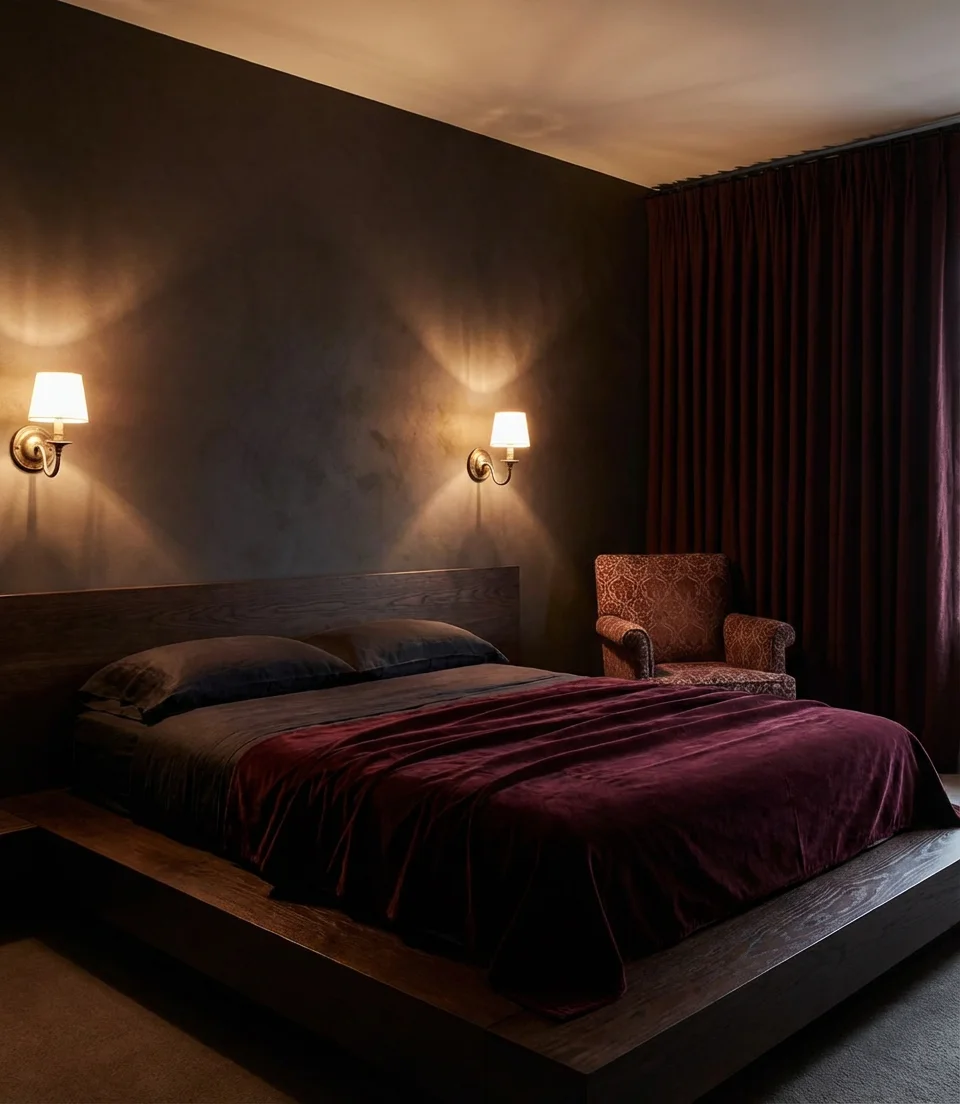 Red and Brown Rich Jewel-Tone Bedroom 2