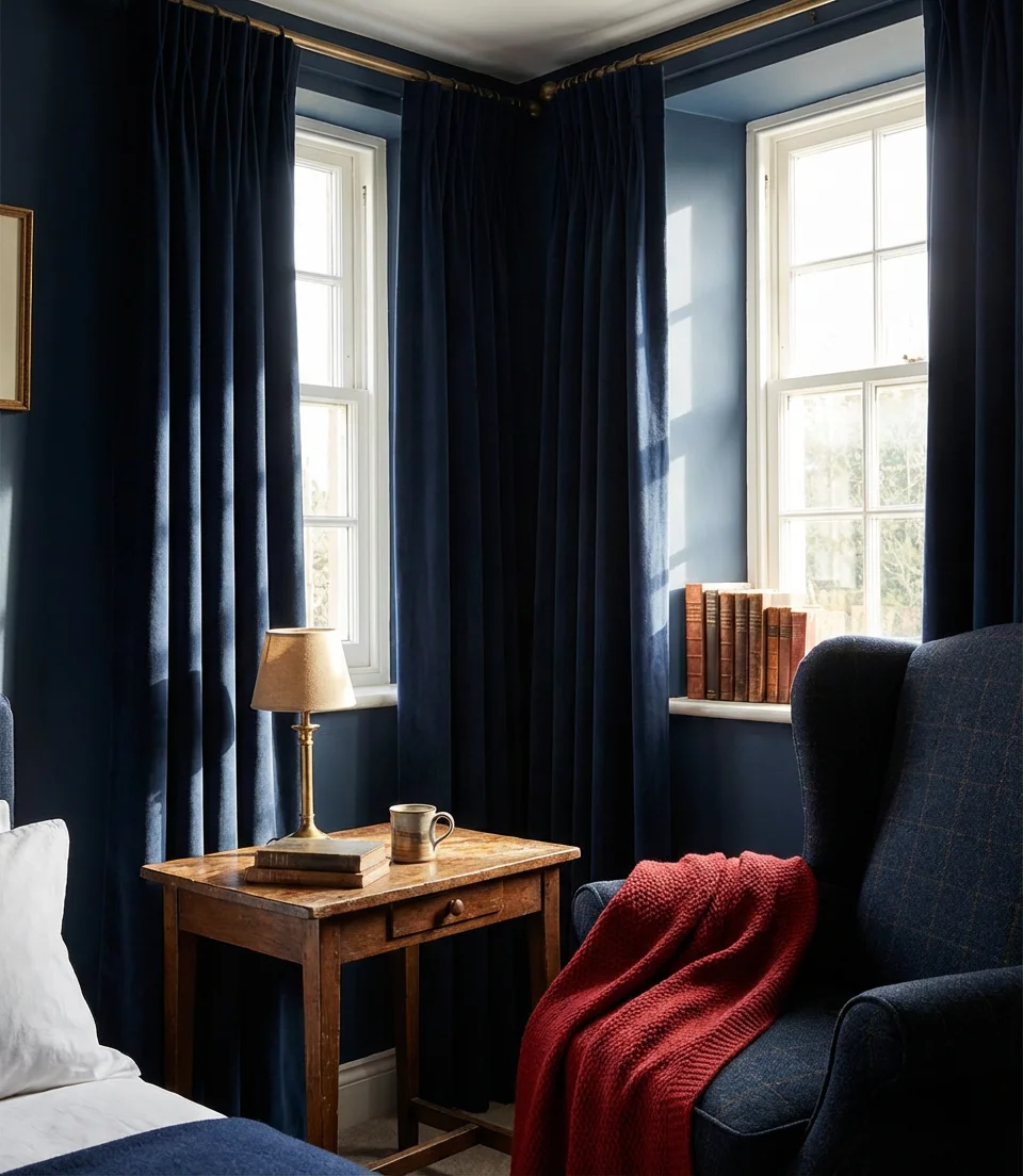 Red and Navy Blue Bedroom With Preppy Edge 2