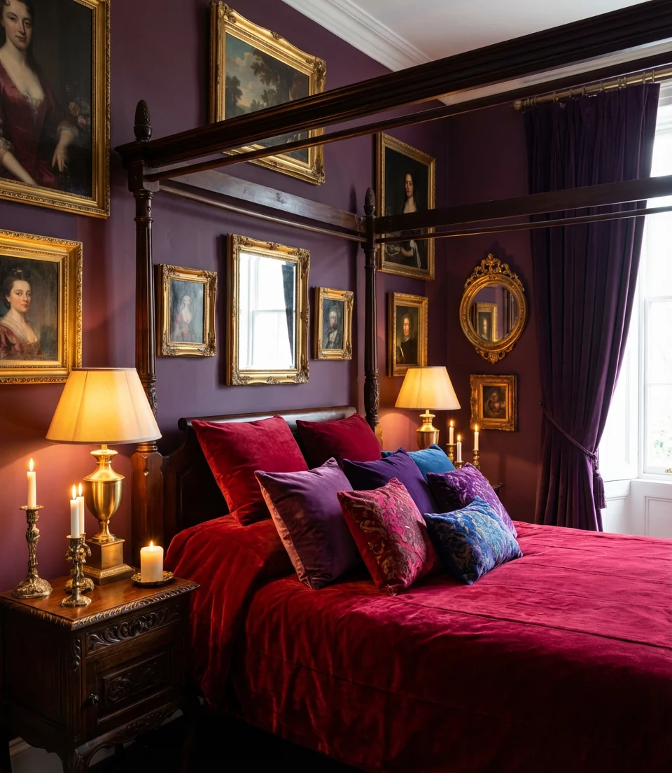 Red and Purple Bedroom With Jewel Tones 1