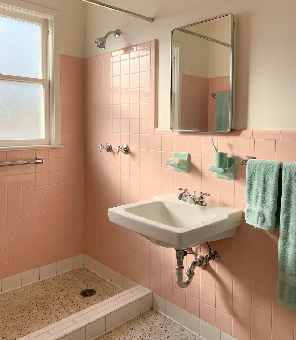 Retro Mid Century Bathroom with Pastel Accents 1