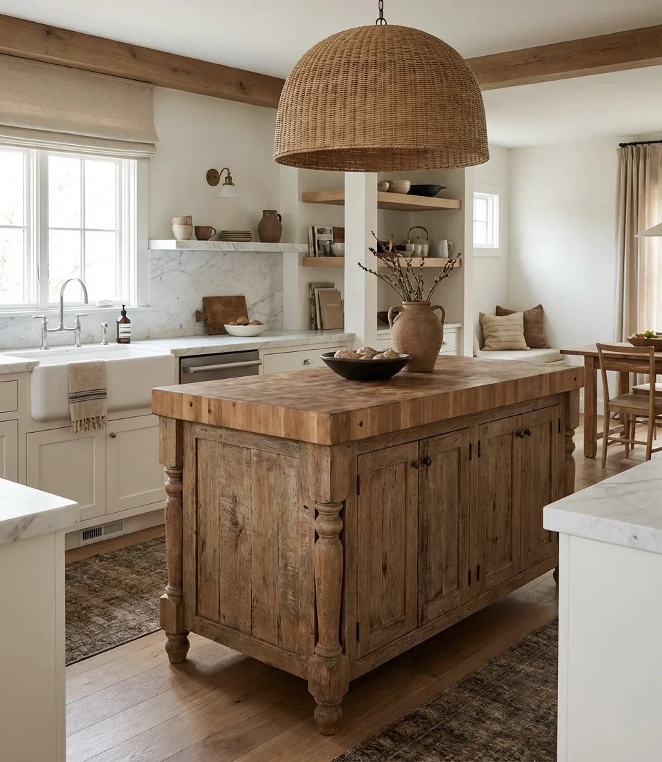 Rustic Wood Kitchen Island as the Star Element 2