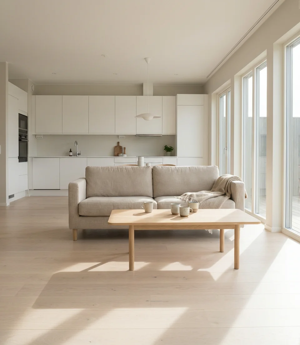 Seamless Scandinavian Flow Between Kitchen and Living Room 1
