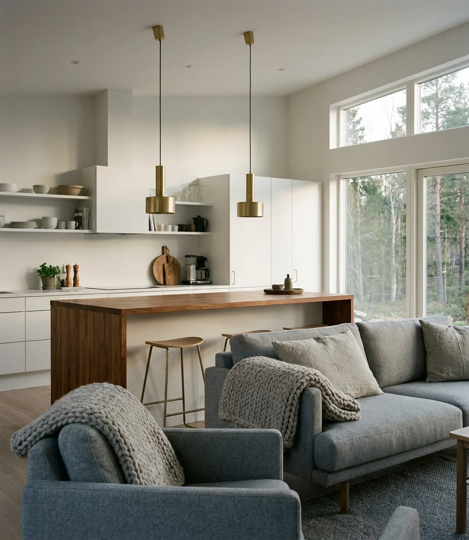 Seamless Scandinavian Flow Between Kitchen and Living Room 2