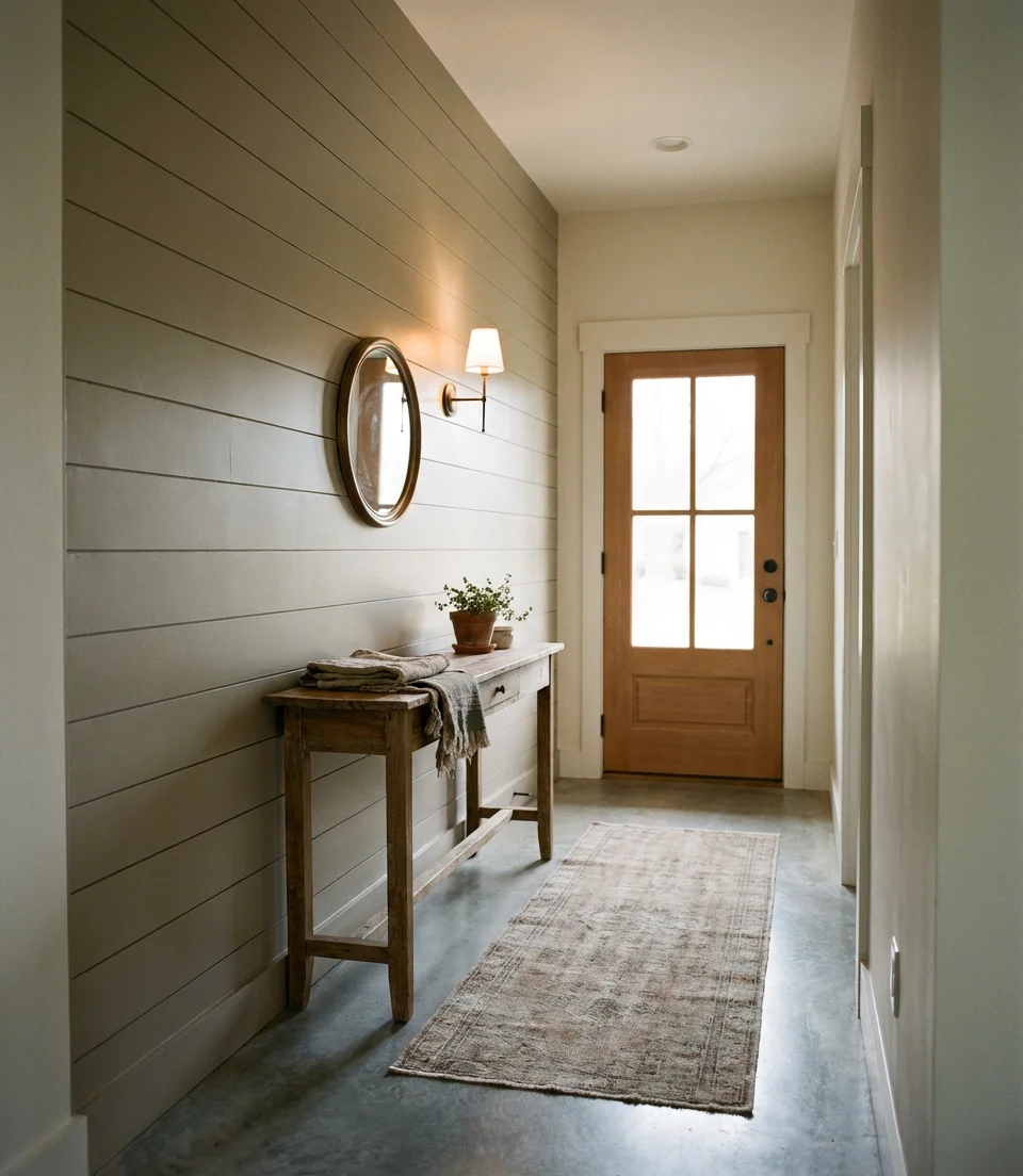 Shiplap Accent Panel in a Short Hallway 1