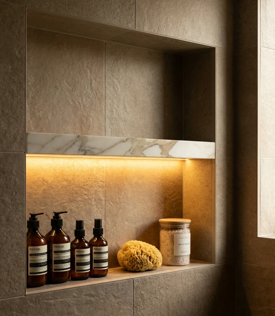 Shower with Decorative Niche and LED Accent Lighting 2