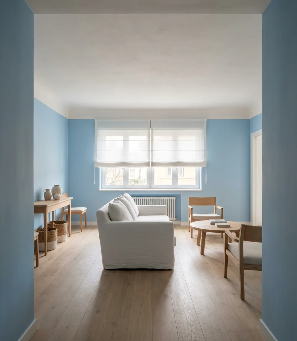 Sky Blue and White Airy Living Room 2