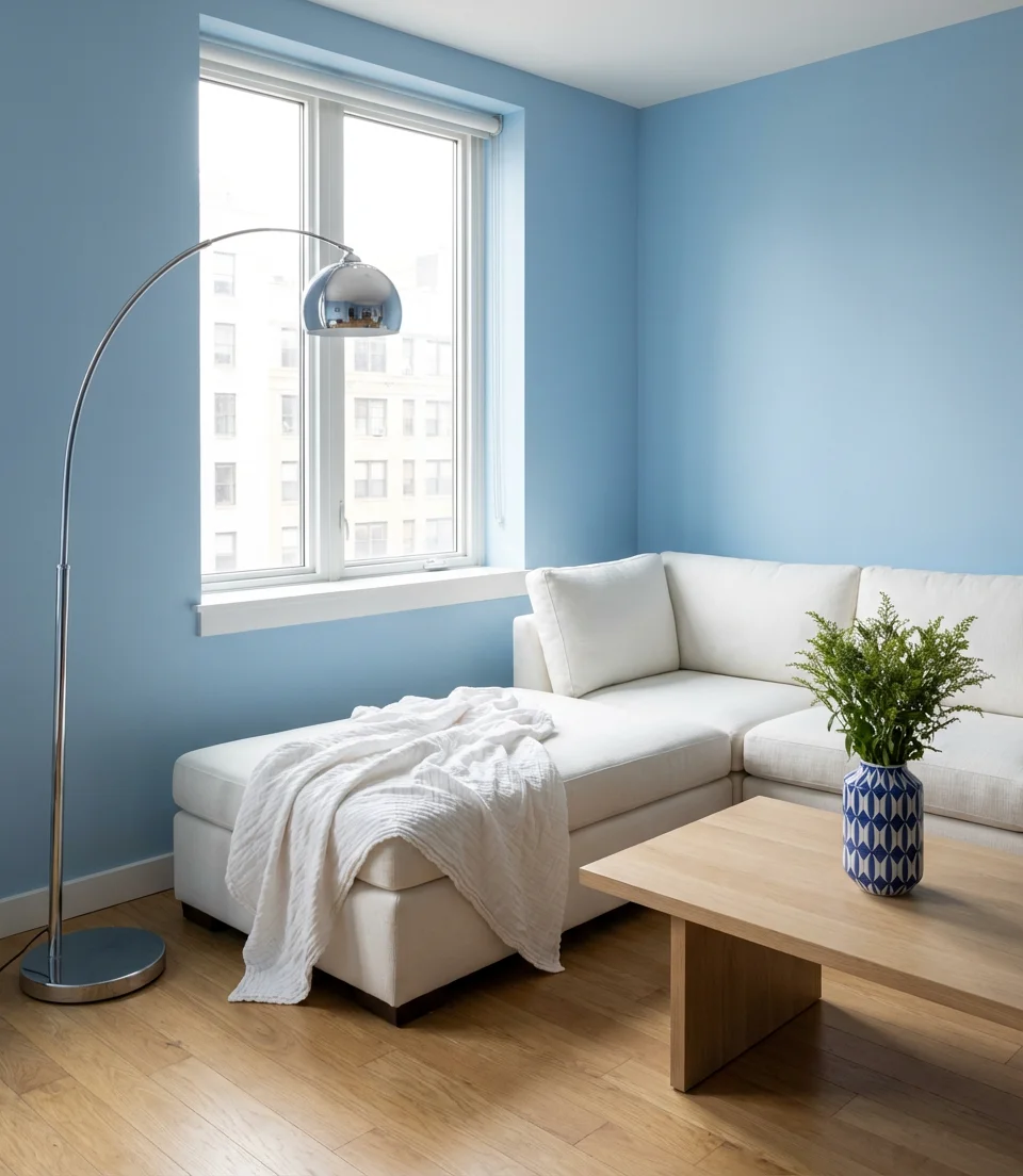 Sky Blue and White Fresh Modern Room 1