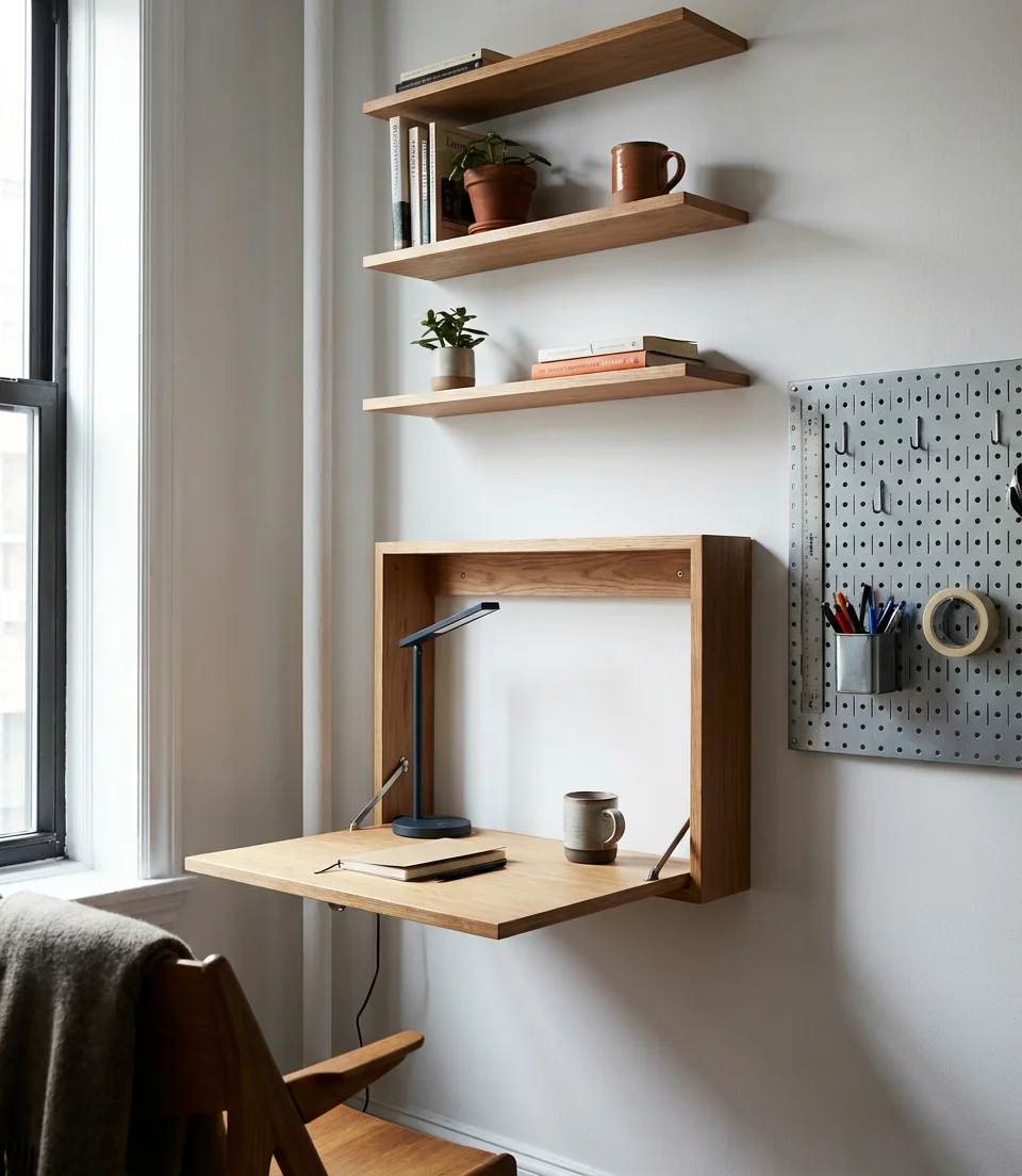 Small Space Murphy Desk with Vertical Storage 1