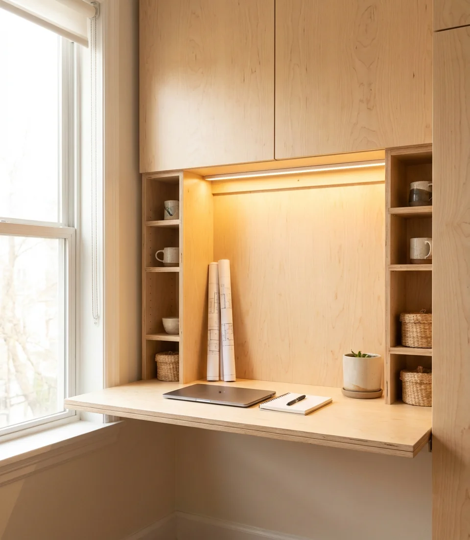 Small Space Murphy Desk with Vertical Storage 2