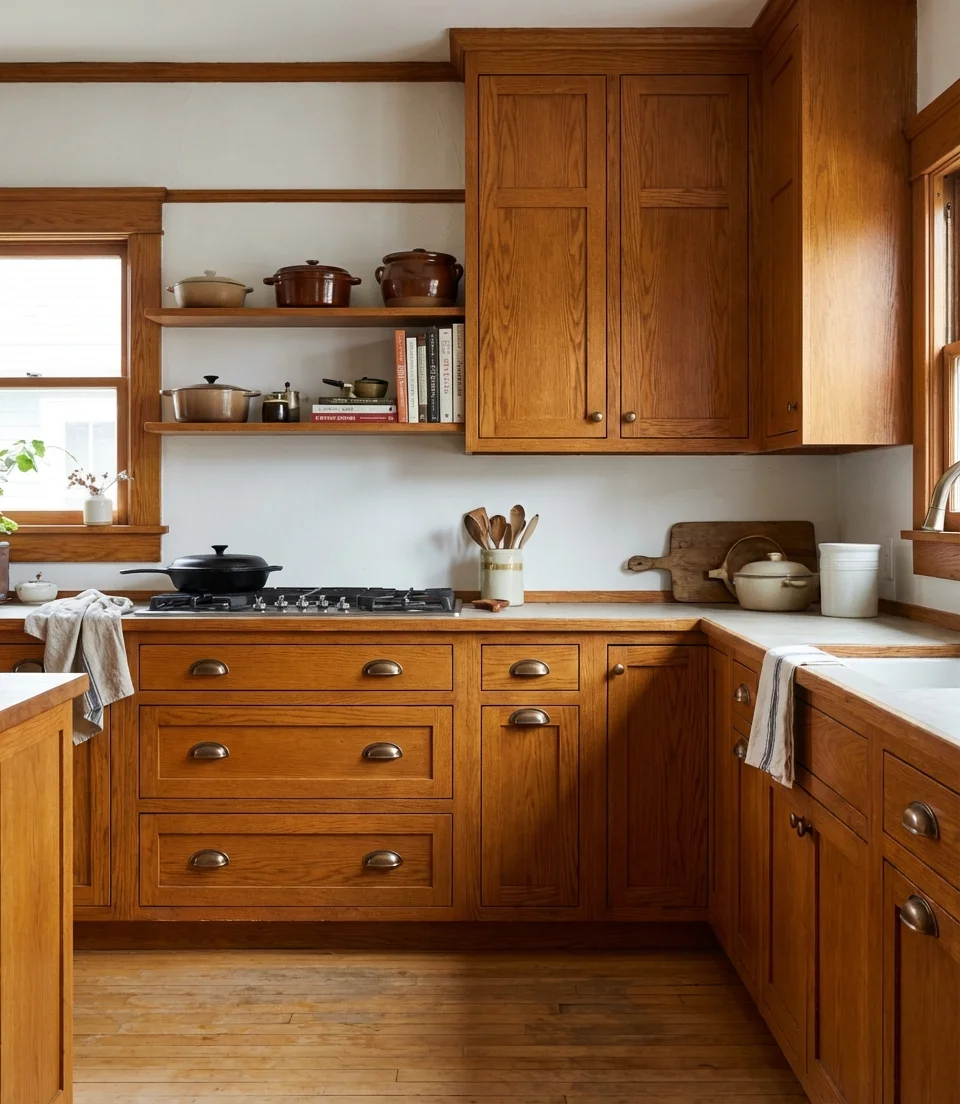Stained Oak Cabinets in Deep Earthy Tones 2