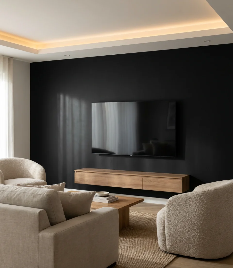 TV Wall Drama with Matte Black Finish 1