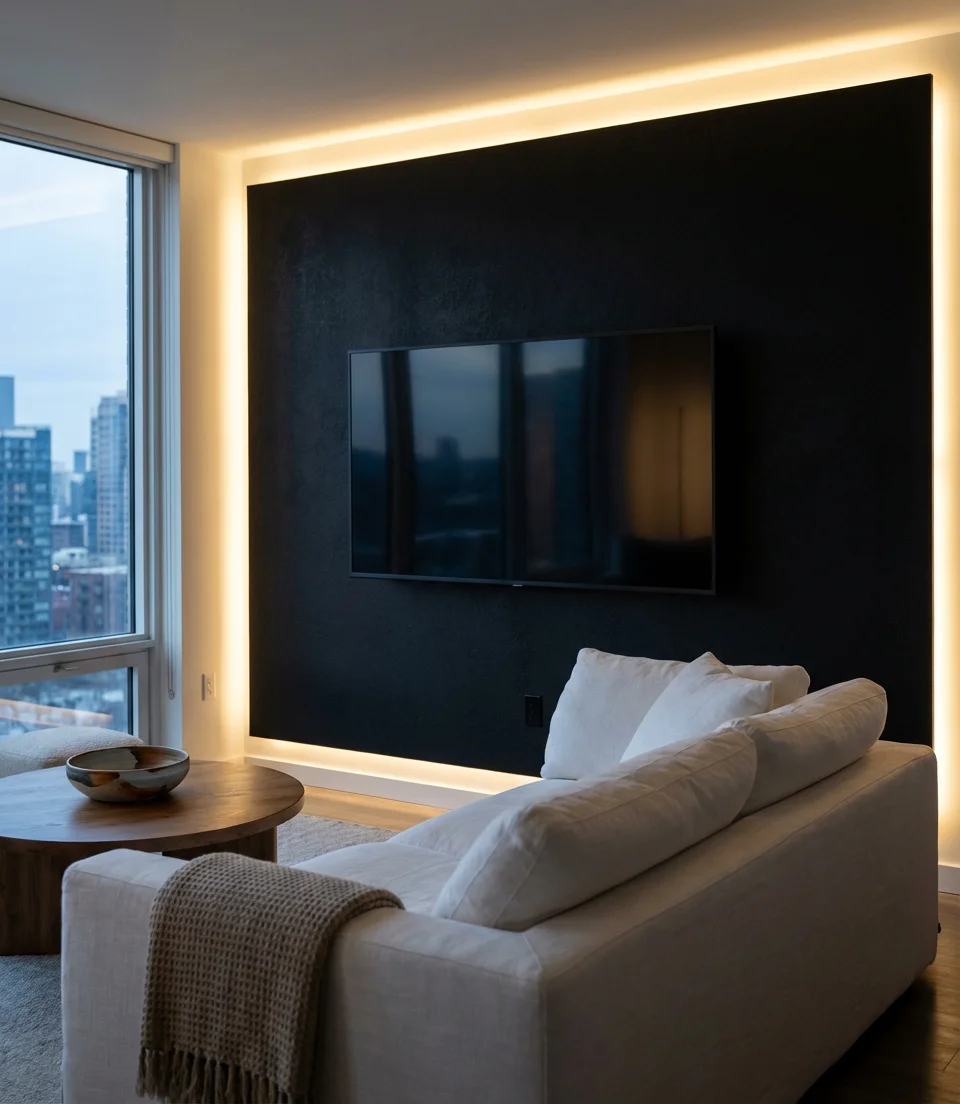 TV Wall Drama with Matte Black Finish 2