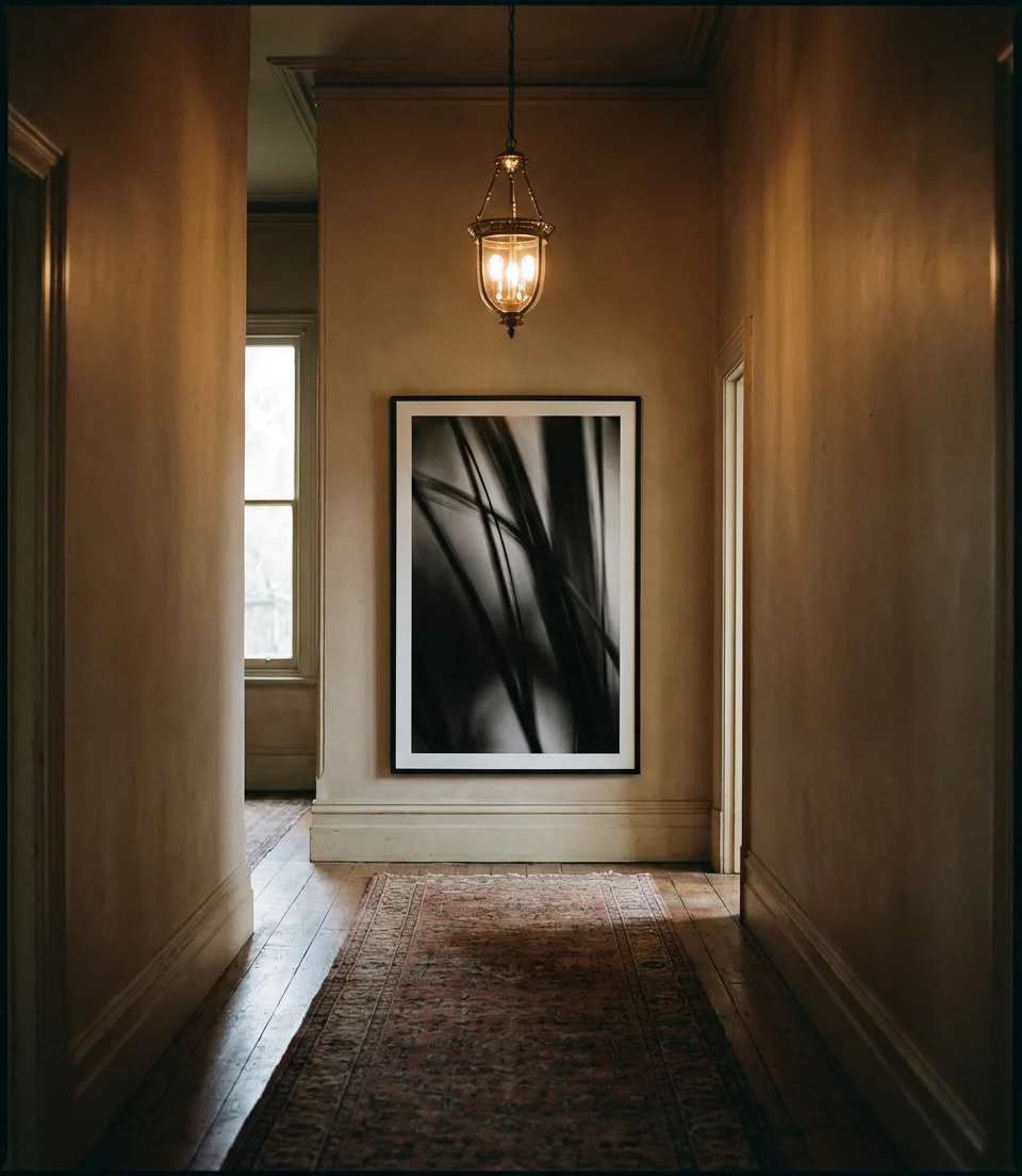 Tall Hallway with Dramatic Floor-to-Ceiling Art 2
