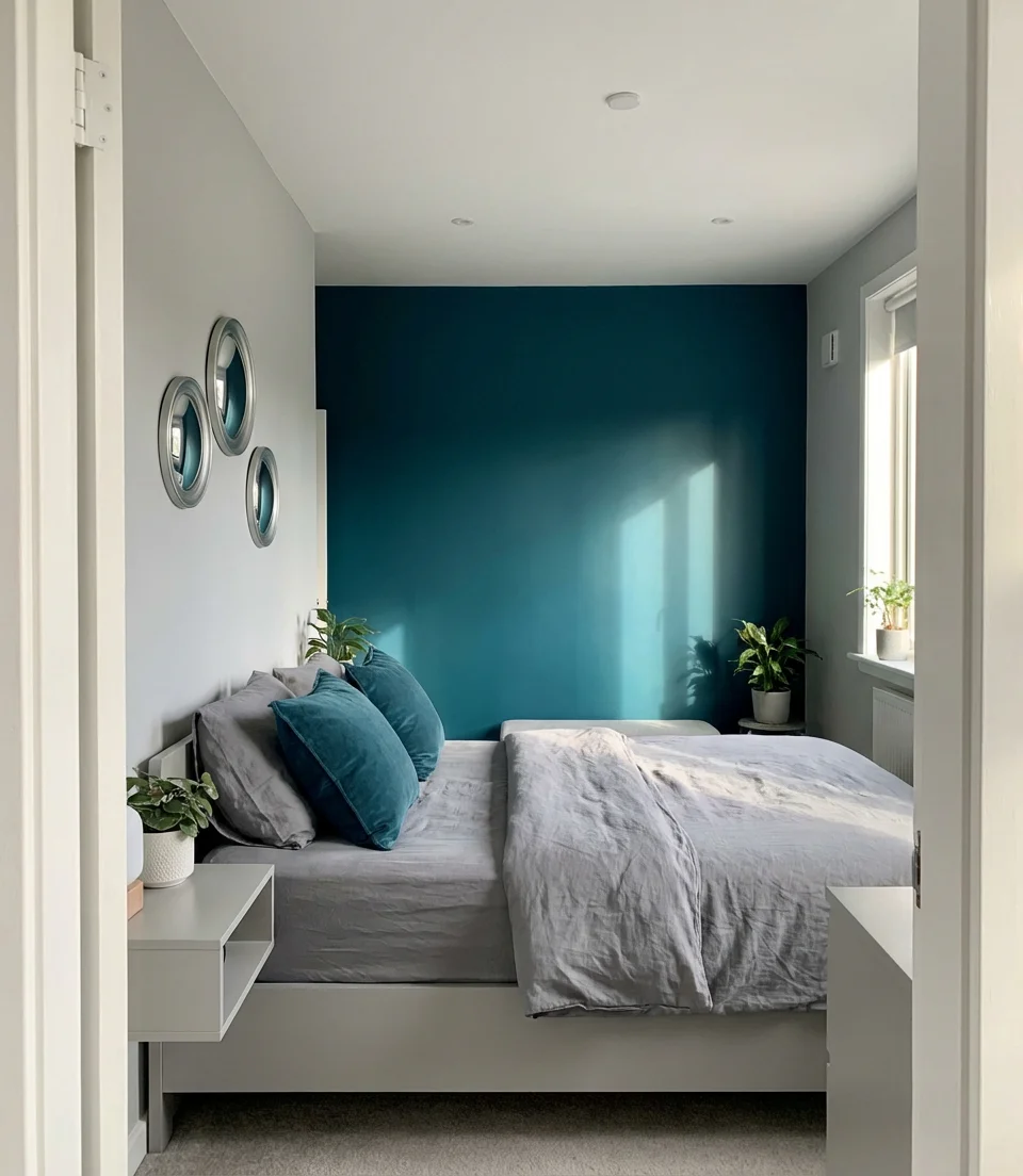 Teal and Gray Jewel-Tone Bedroom 2