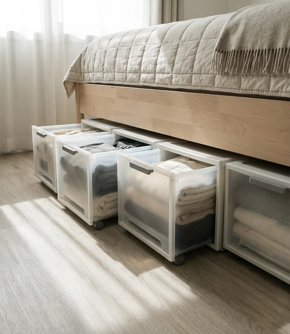 Tiny Bedroom with Smart Under-Bed Layout 2