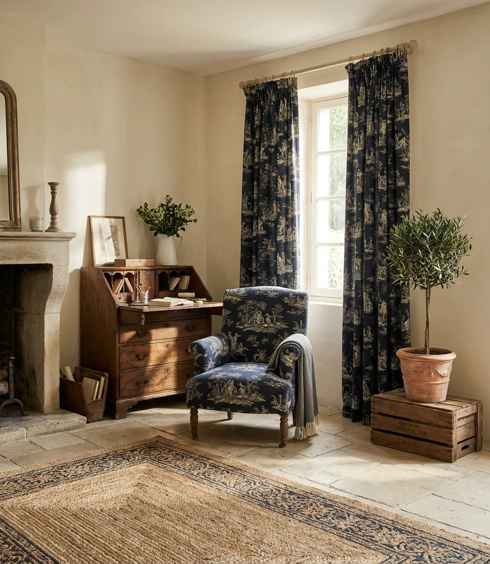 Traditional Color Schemes with Toile Fabric 1