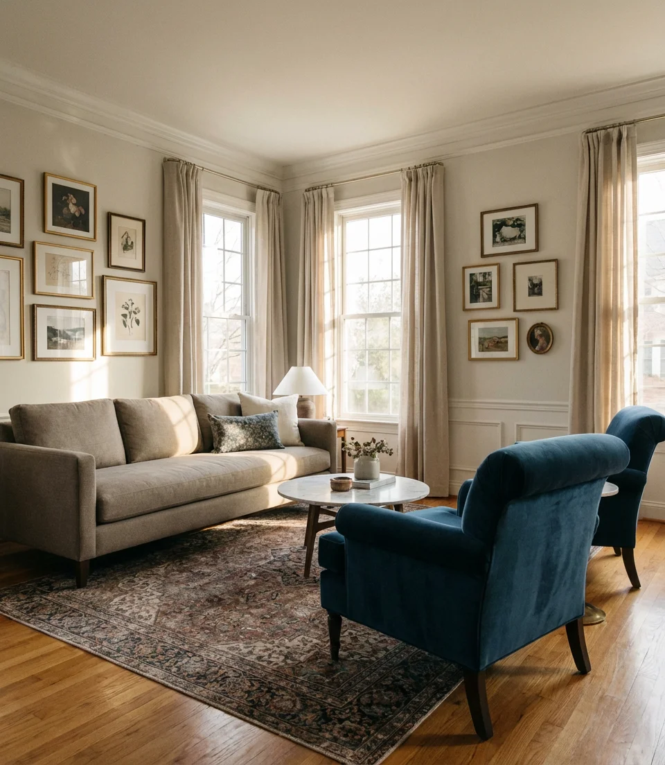 Transitional Living Room with Classic and Modern Mix 1