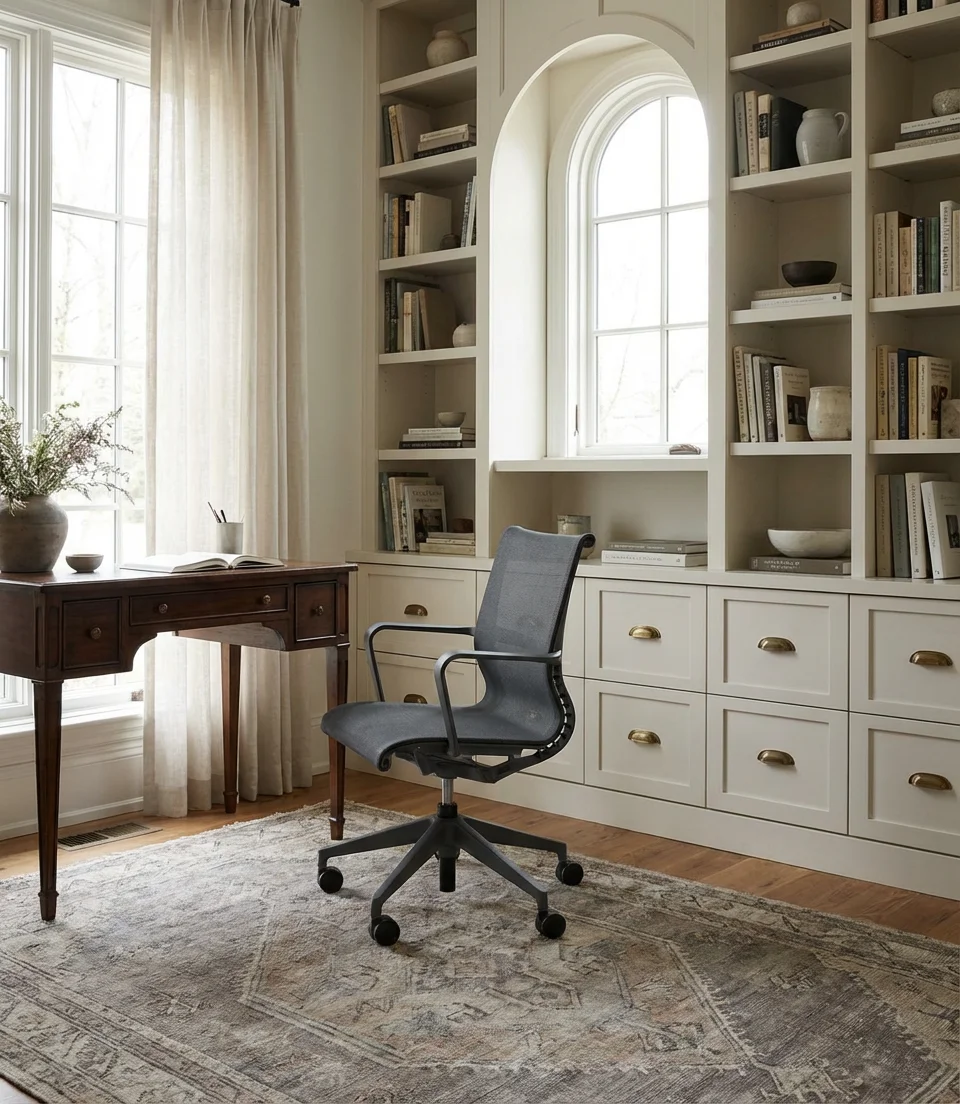 Transitional Office Blending Traditional and Modern Elements 2