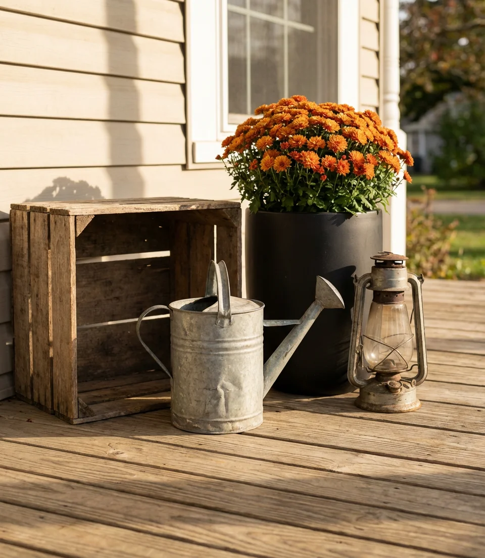 Vintage Fall Finds Mixed with Modern Planters 1