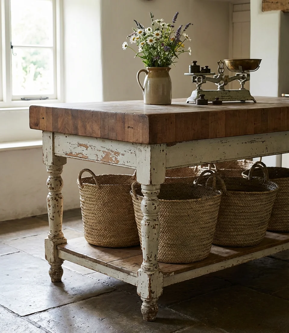 Vintage-Inspired Farmhouse Kitchen Island 1