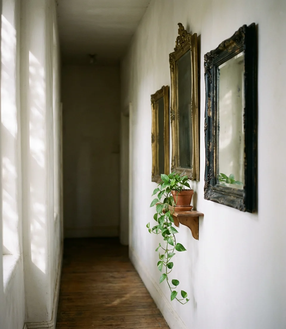 Vintage Mirror Cluster for a Narrow Hallway 2