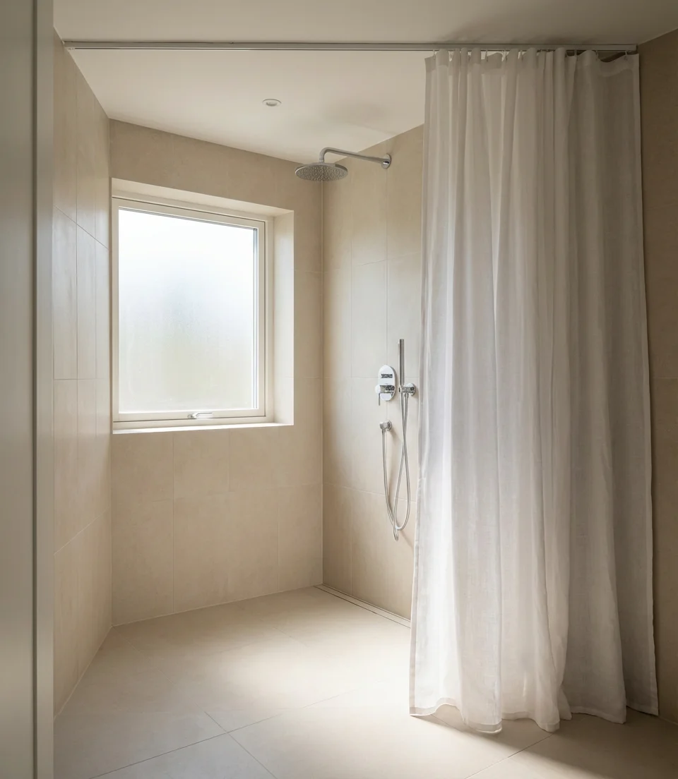 Walk-In Shower with Curtain as Flexible Option 1