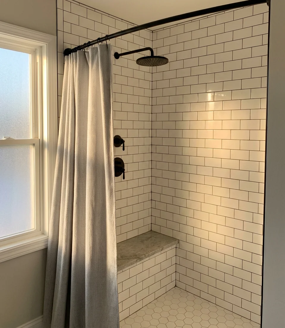Walk-In Shower with Curtain as Flexible Option 2