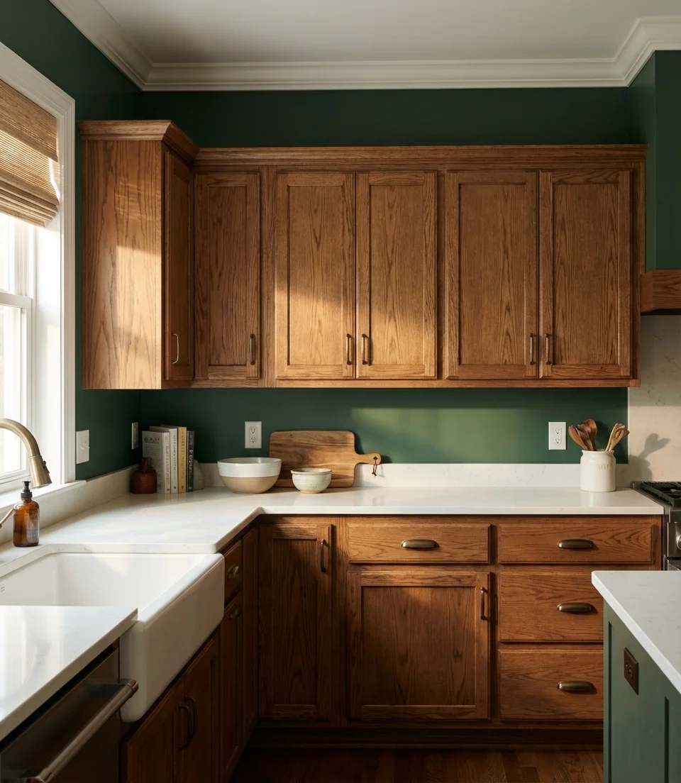 Wall Color Ideas That Transform Oak Cabinets 1