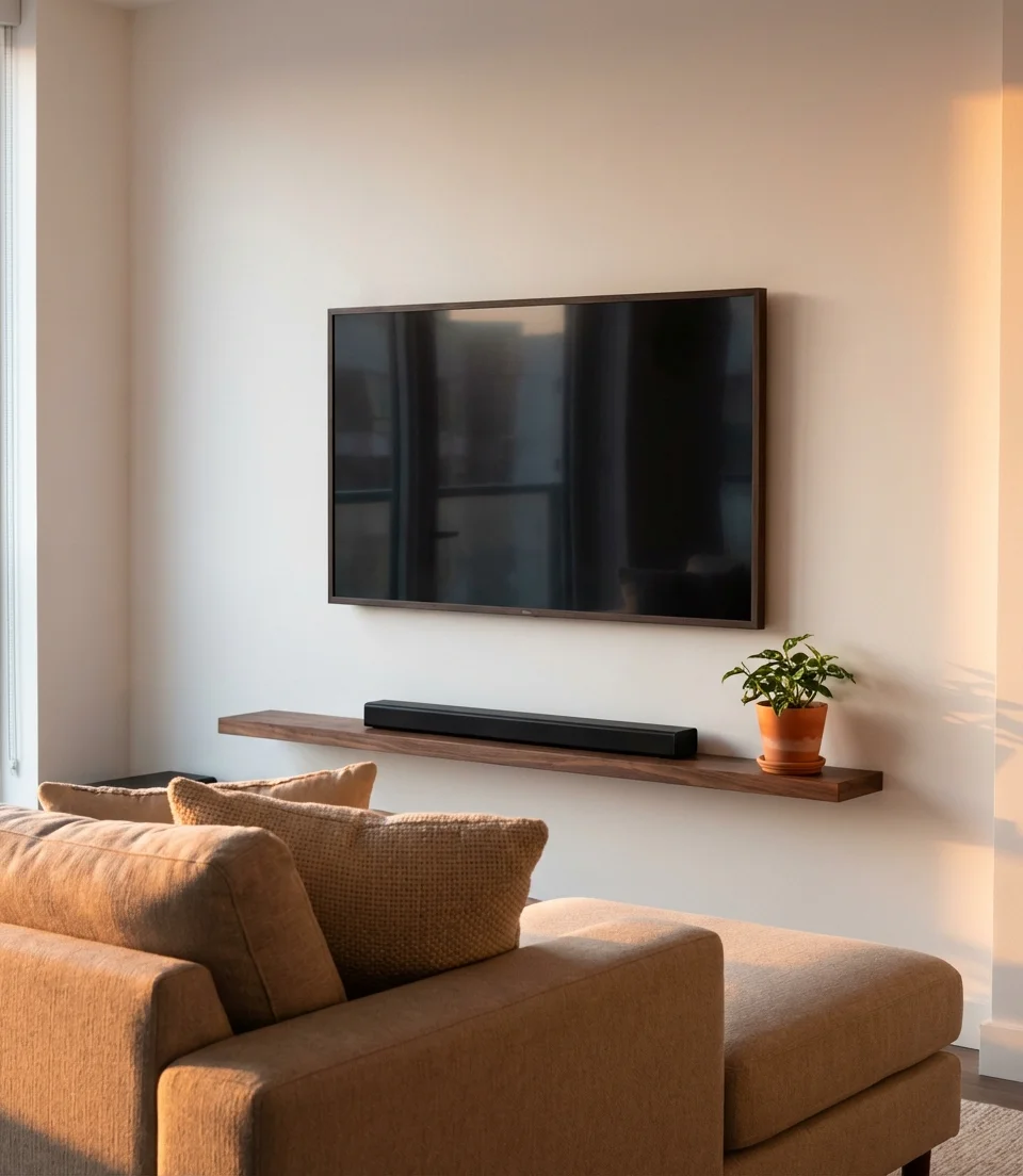 Wall-Mounted TV with Floating Media Console 2
