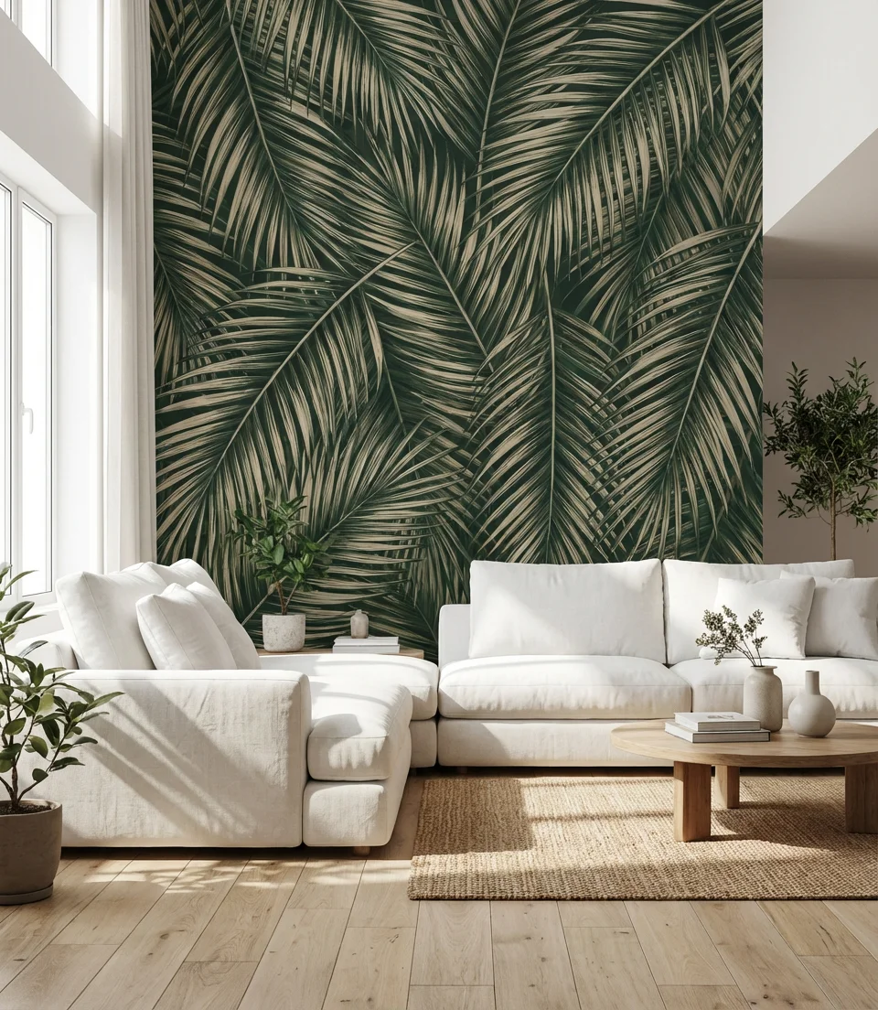 Wallpaper with Oversized Botanical Print 2