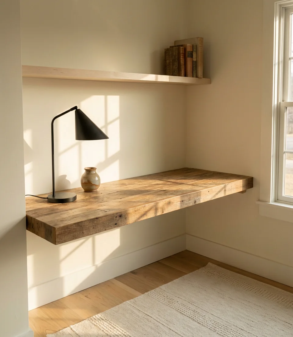 Warm Minimalist Workspace with Natural Wood Accents 2
