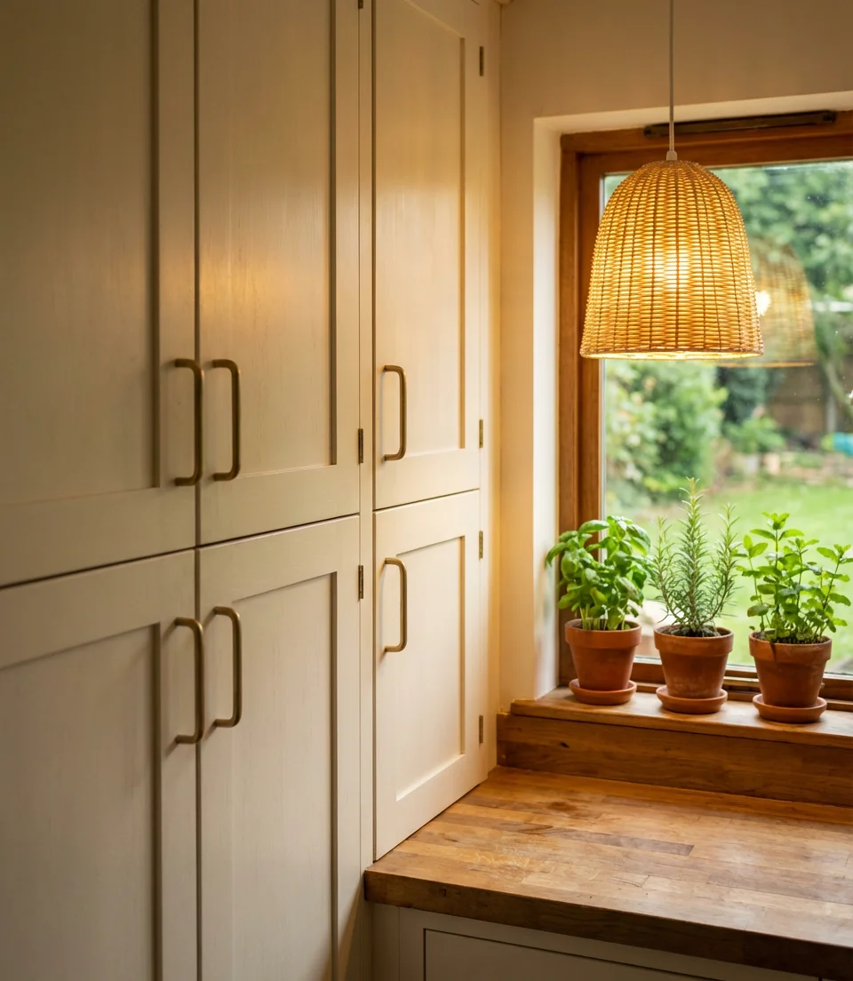 Warm White Cabinets With Brass Hardware 2