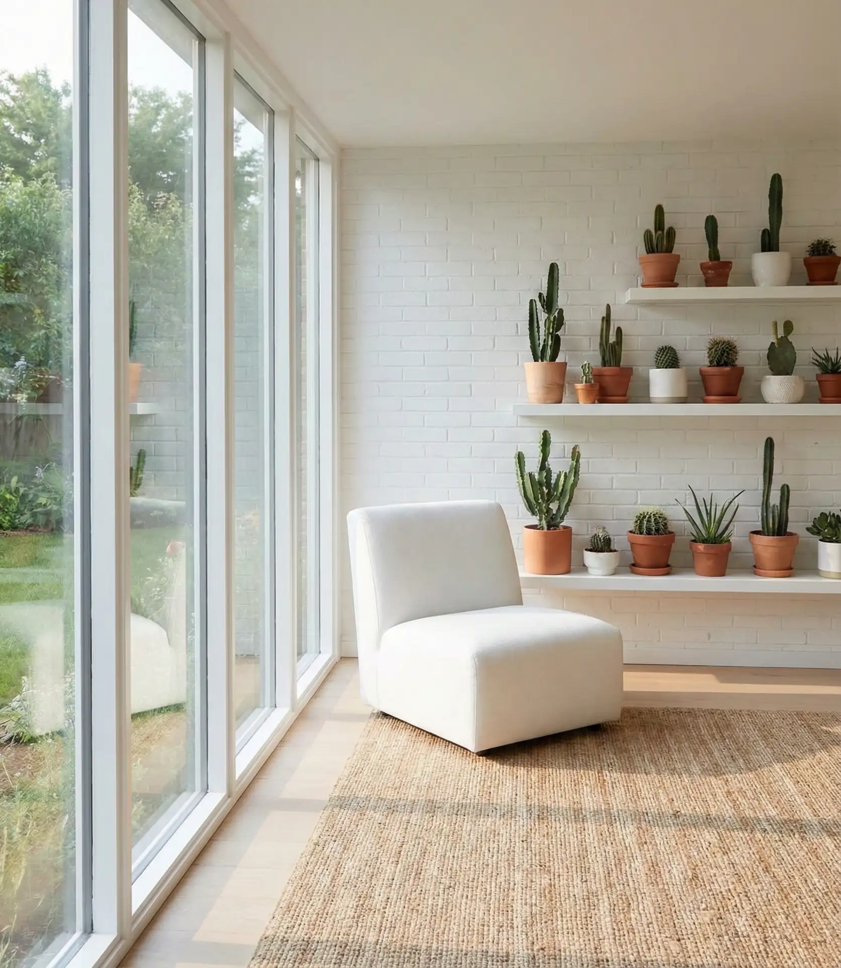 White Modern Sunroom with Plants and Clean Lines 1