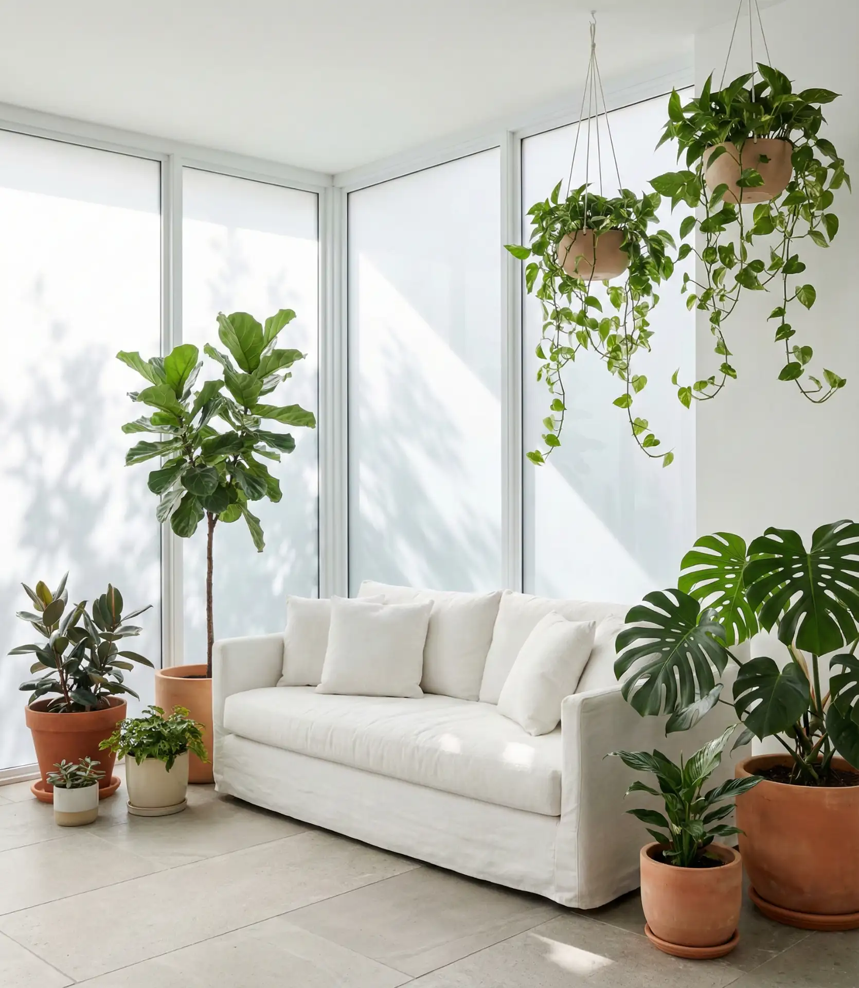 White Modern Sunroom with Plants and Clean Lines 2