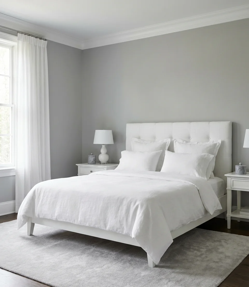 White and Gray Classic Clean Bedroom 1