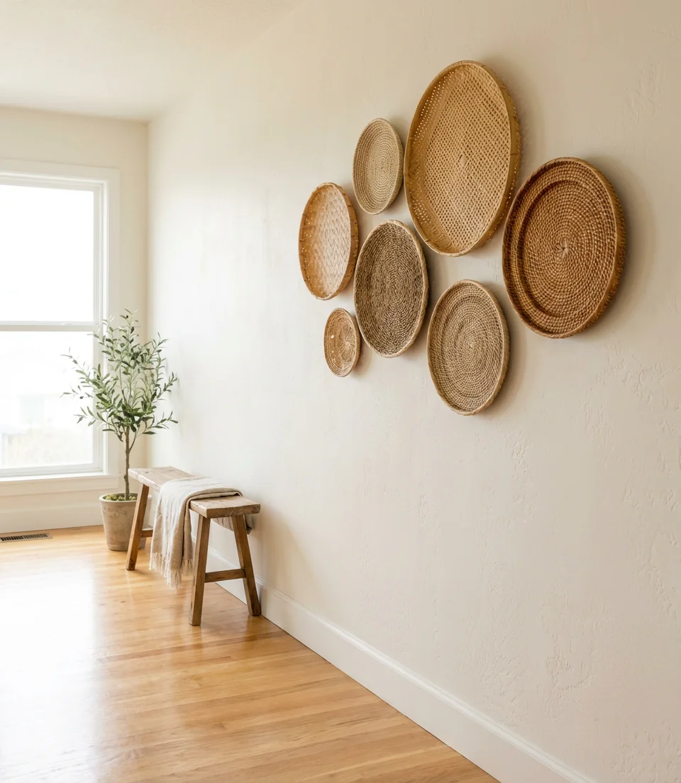 Wicker and Rattan Woven Plate Wall 1