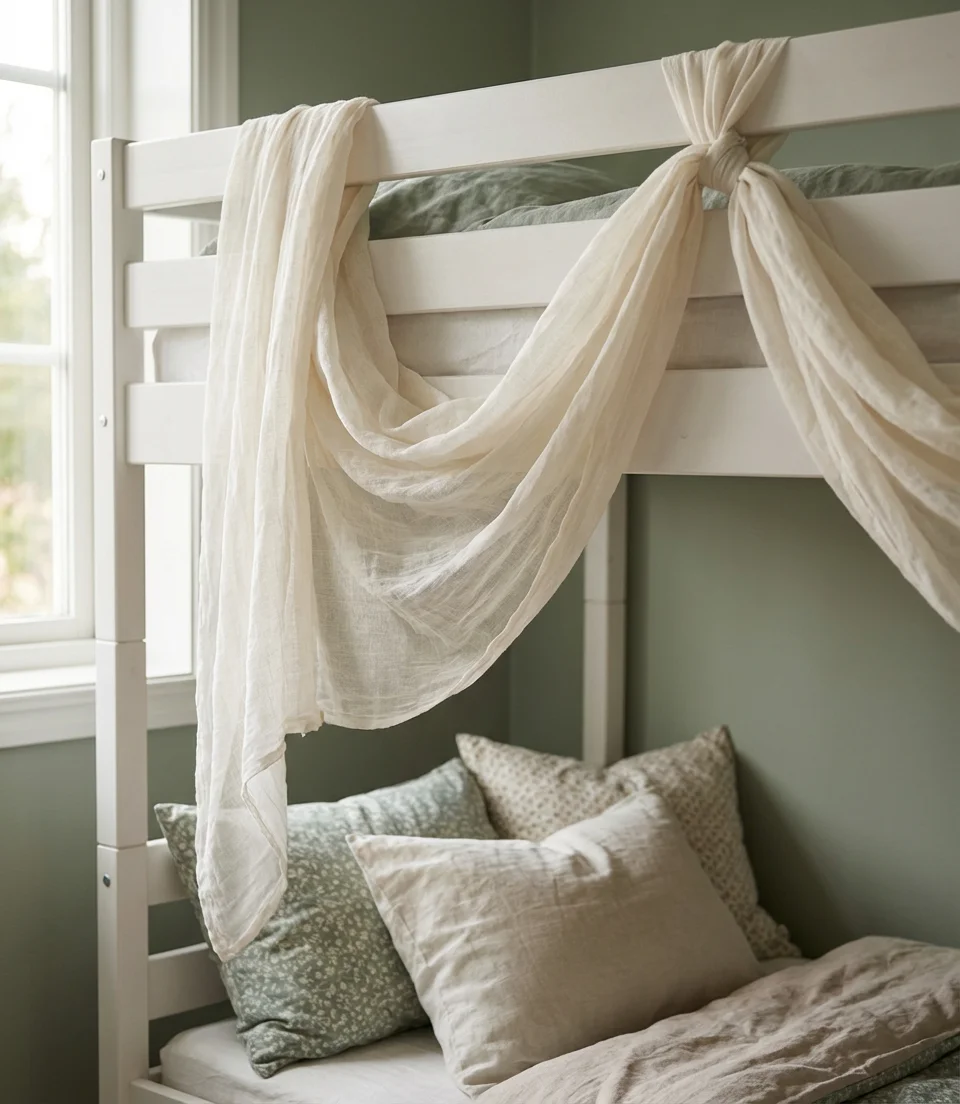 Aesthetic Bunk Beds with Canopy Draping 2