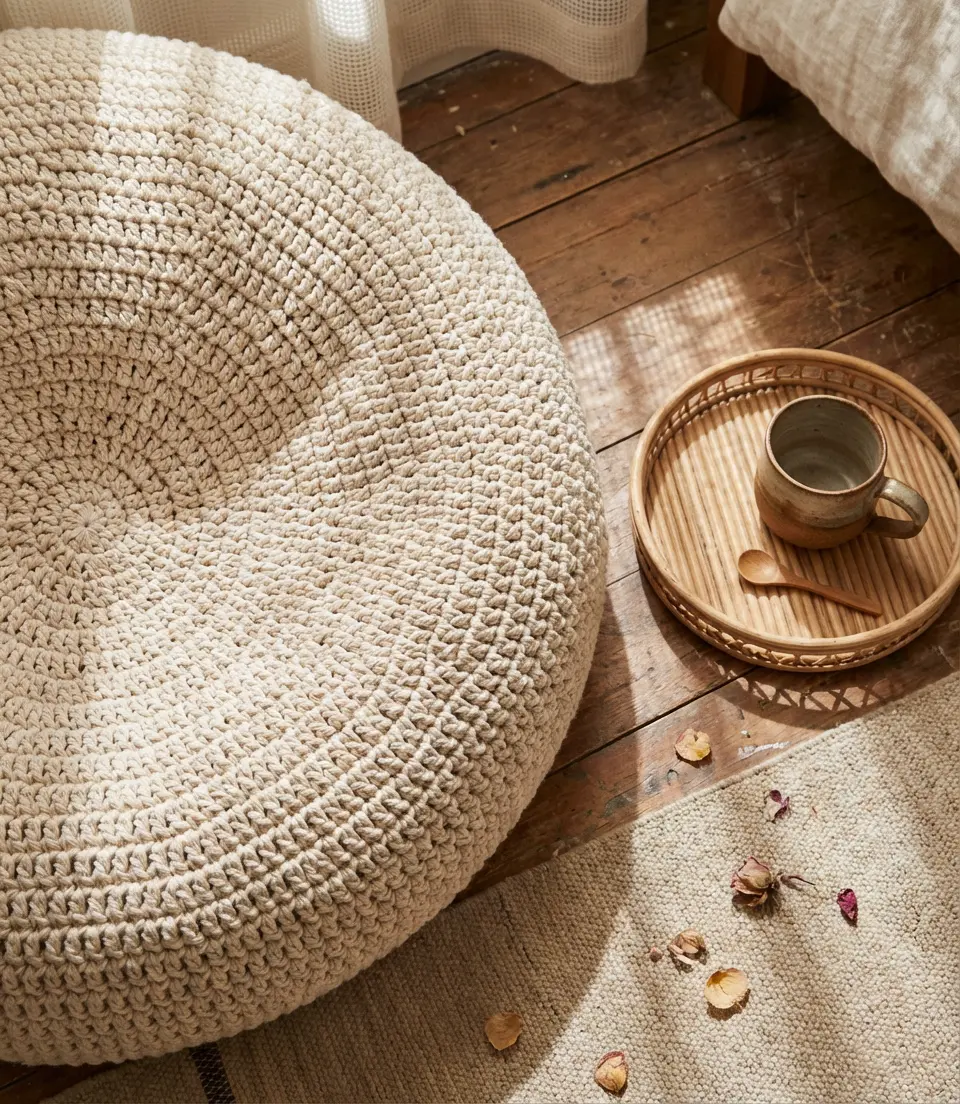 Aesthetic Crochet Bean Bag Chair for Boho Bedrooms 2