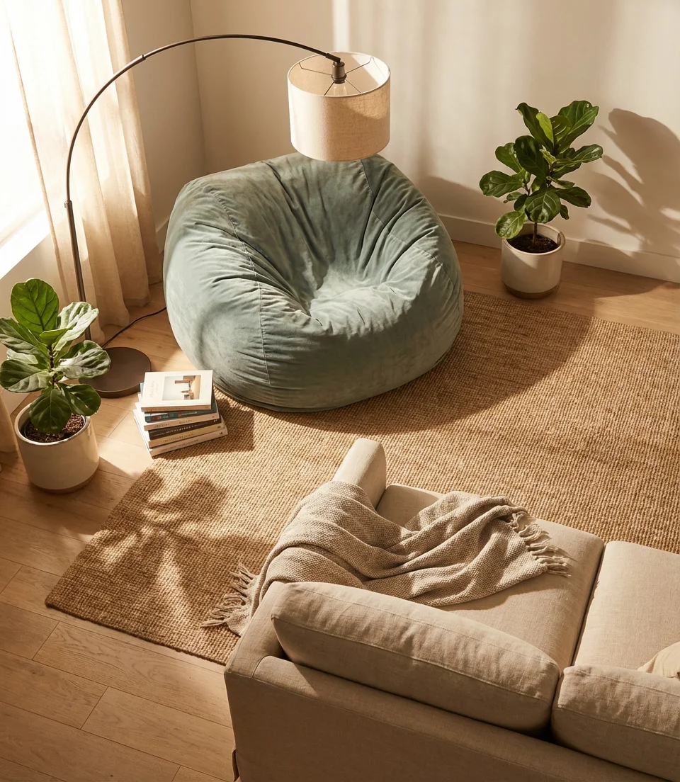 Aesthetic Living Room Bean Bag Chair Arrangement Ideas 2