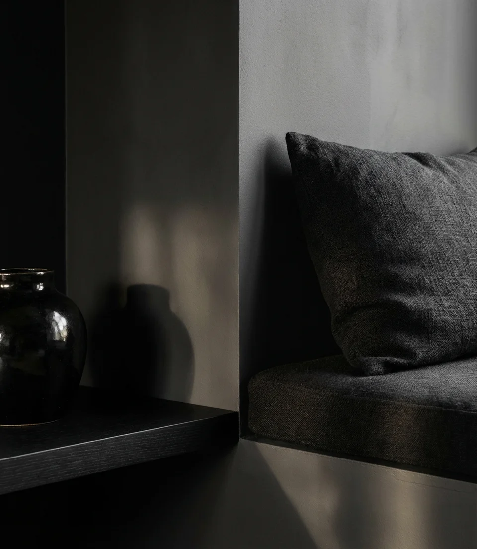 All Black Bedroom With Texture as the Story 2