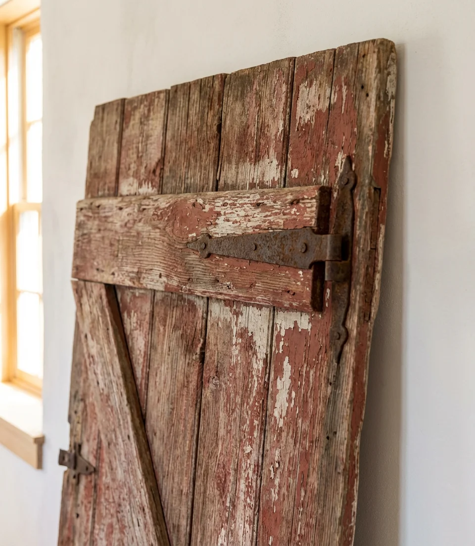 Antique Barn Door Repurposed Indoors 2