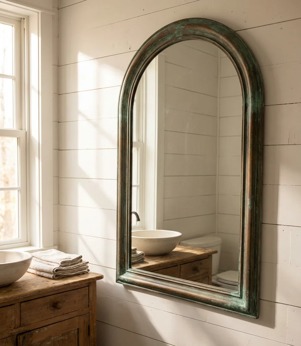 Arched Mirror with Antique Finish 2