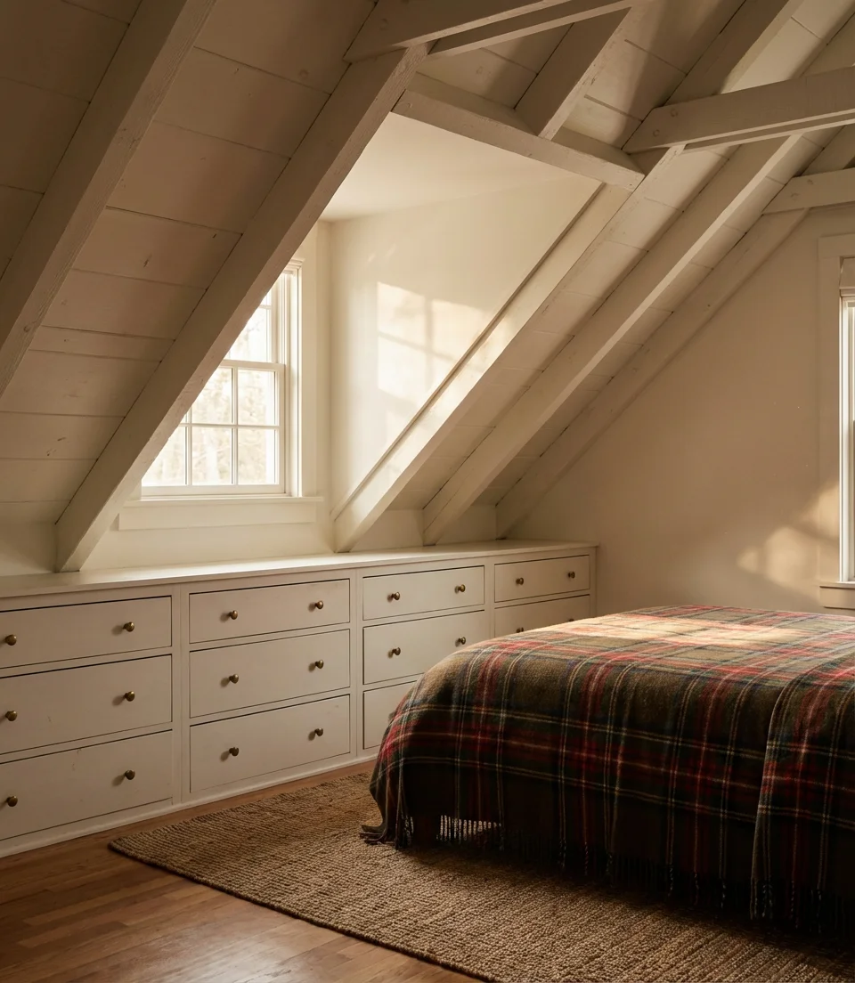 Attic Bedroom Built-In Nook Storage 1