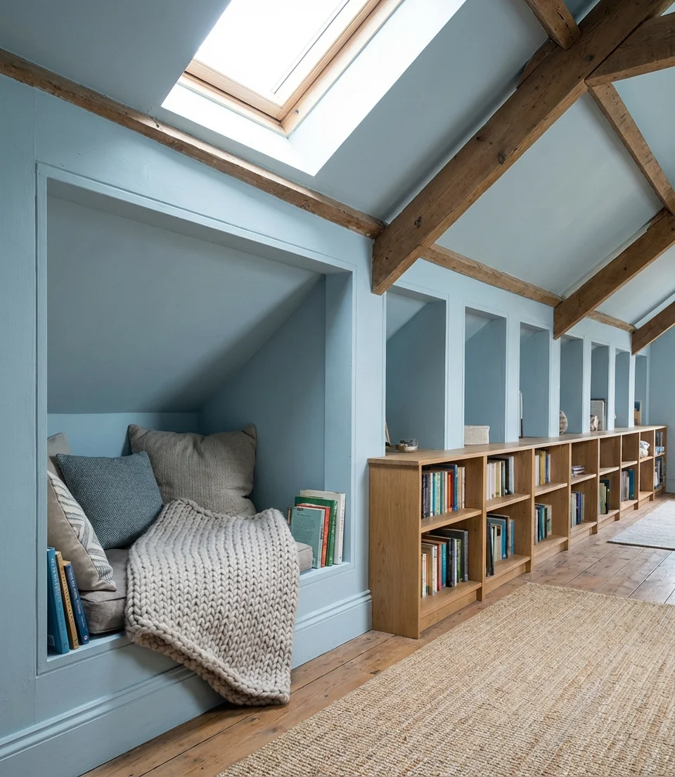Attic Bedroom Built-In Nook Storage 2