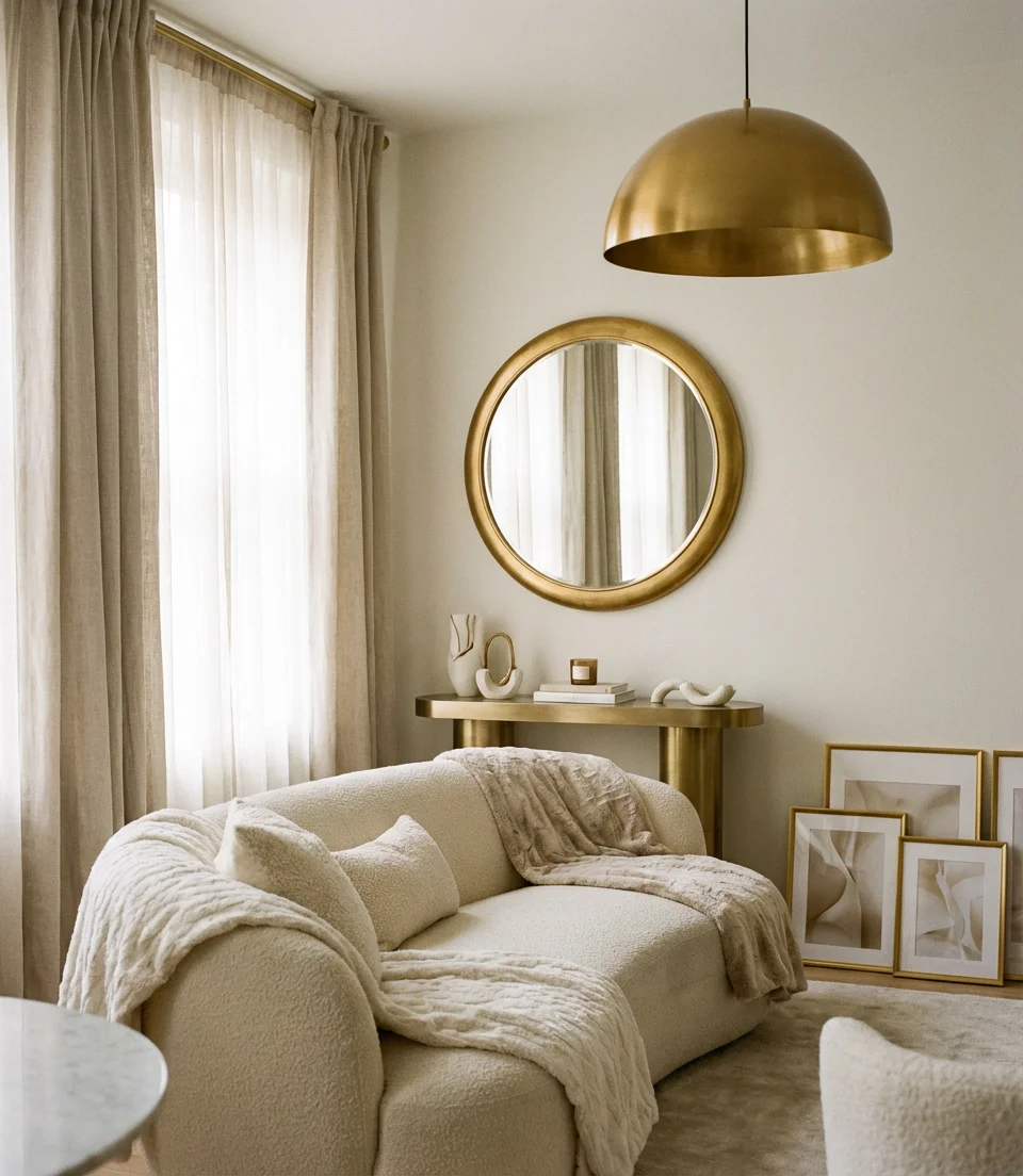 Bachelorette Pad Living Room with Gold Details 1
