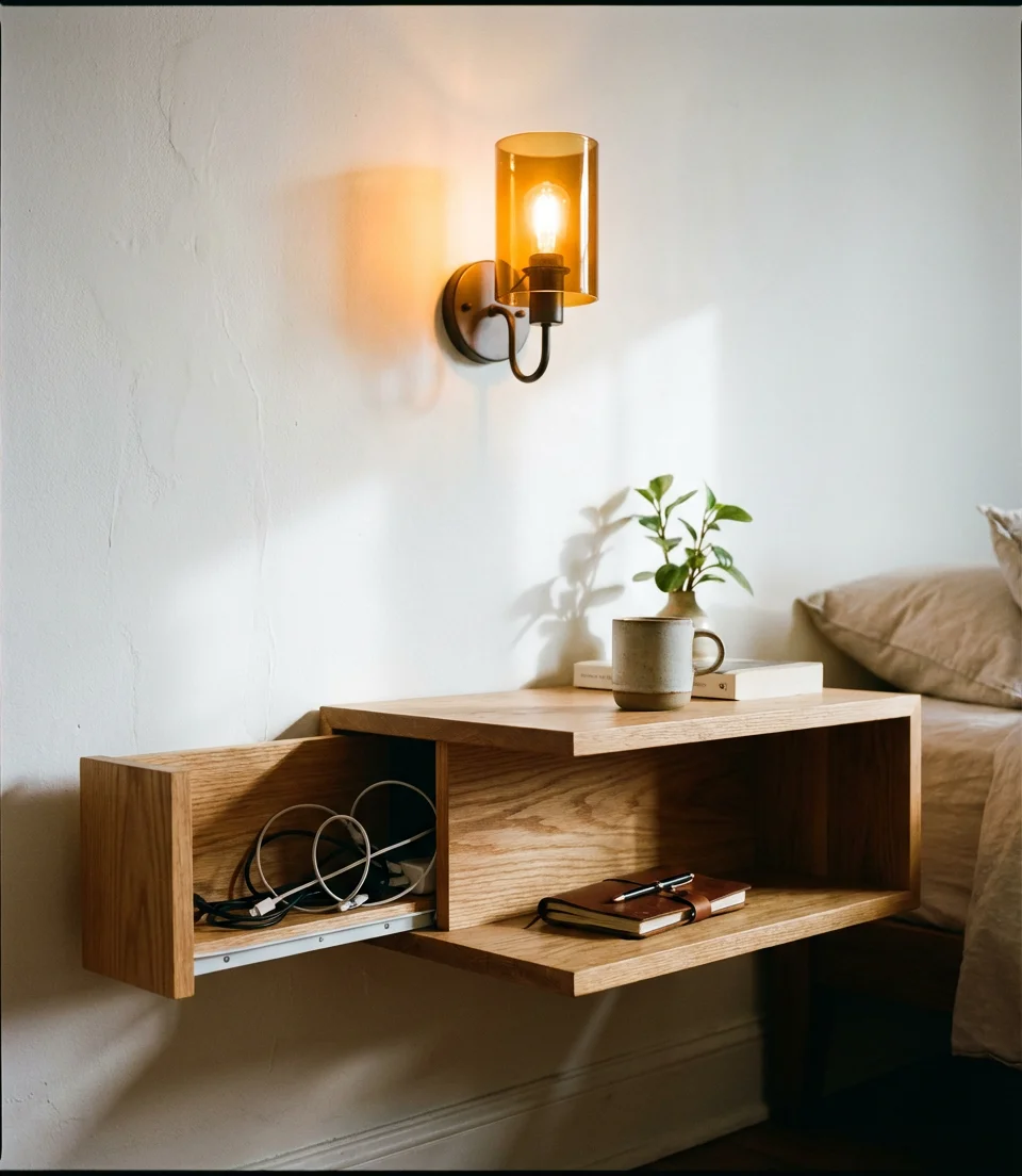 Bedside Nightstand with Hidden Drawer System 2
