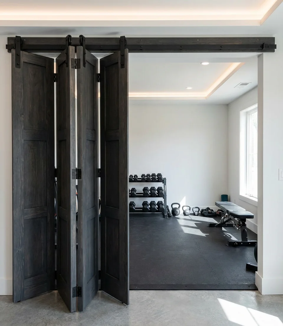 Bifold Barn Door for a Home Gym 1