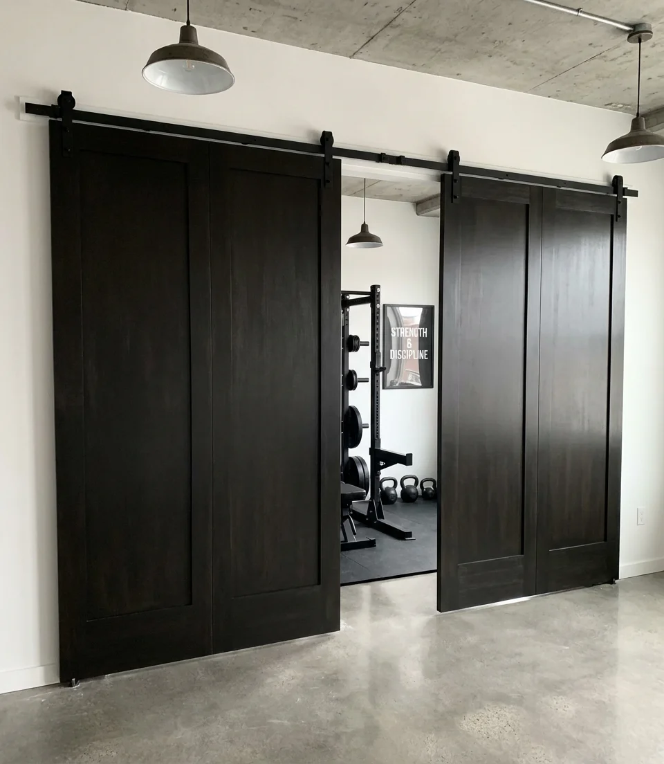 Bifold Barn Door for a Home Gym 2